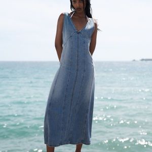 zara midi denim dress